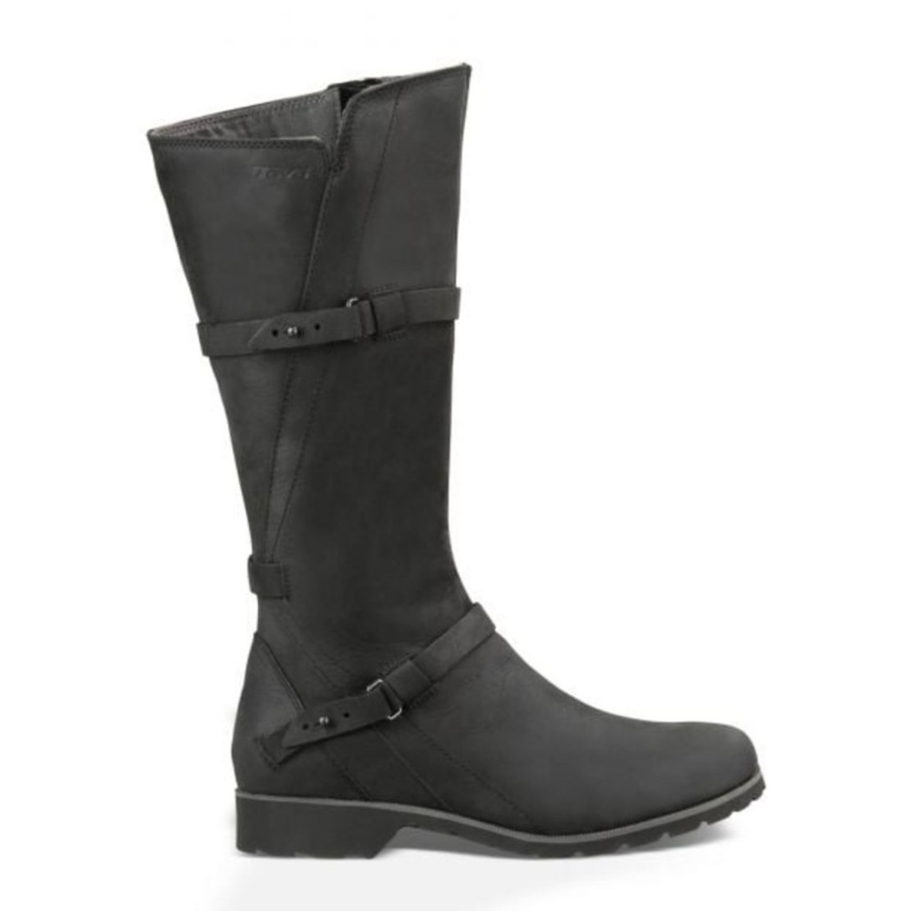 Teva De La Vina Waterproof Leather Riding Boots Womens Size 8 Matte Black